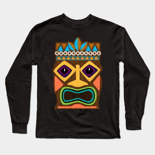 Tiki Idol Mask Design Long Sleeve T-Shirt by Brobocop